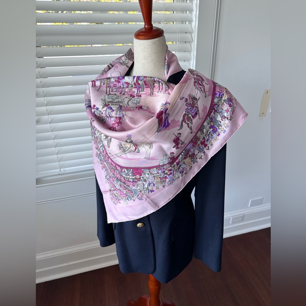 Hermès Rare Cirque Molier, signé Philippe Dumas (1995) Pink Carré 90